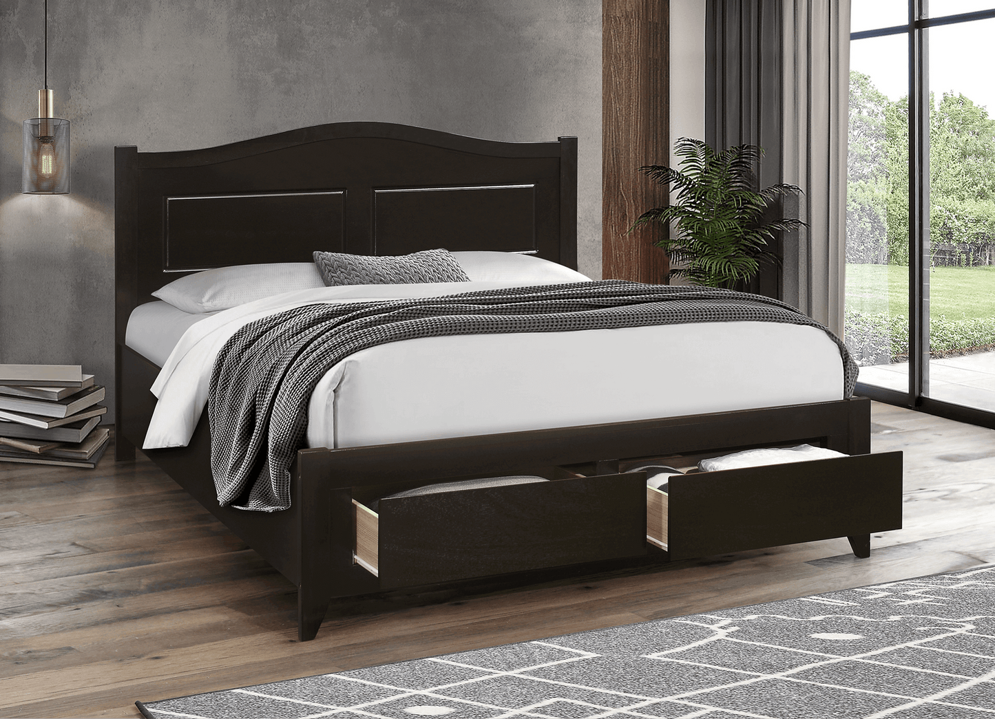 IF 422 Espresso Bed with Storage Drawers