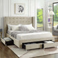 International Furniture Distribution Centre - Creme Velvet Fabric Wing Bed with Nailhead Details and Chrome Legs - IF 5322 - Q