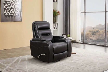 IF-6310-Recliner Swivel Recliner Chair in Black PU Leather