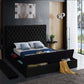 International Furniture Distribution Centre - Black Velvet Storage Bed Featuring Deep Tufting & 3 Storage Benches - IF 5793 - Q