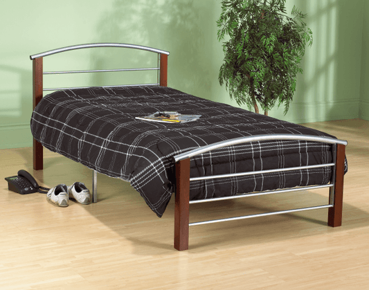 International Furniture Distribution Centre - Silver Metal Bed with Dark Espresso Posts - IF 127 - S