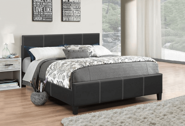 IF 165 Black PU Bed with Contrast Stitching