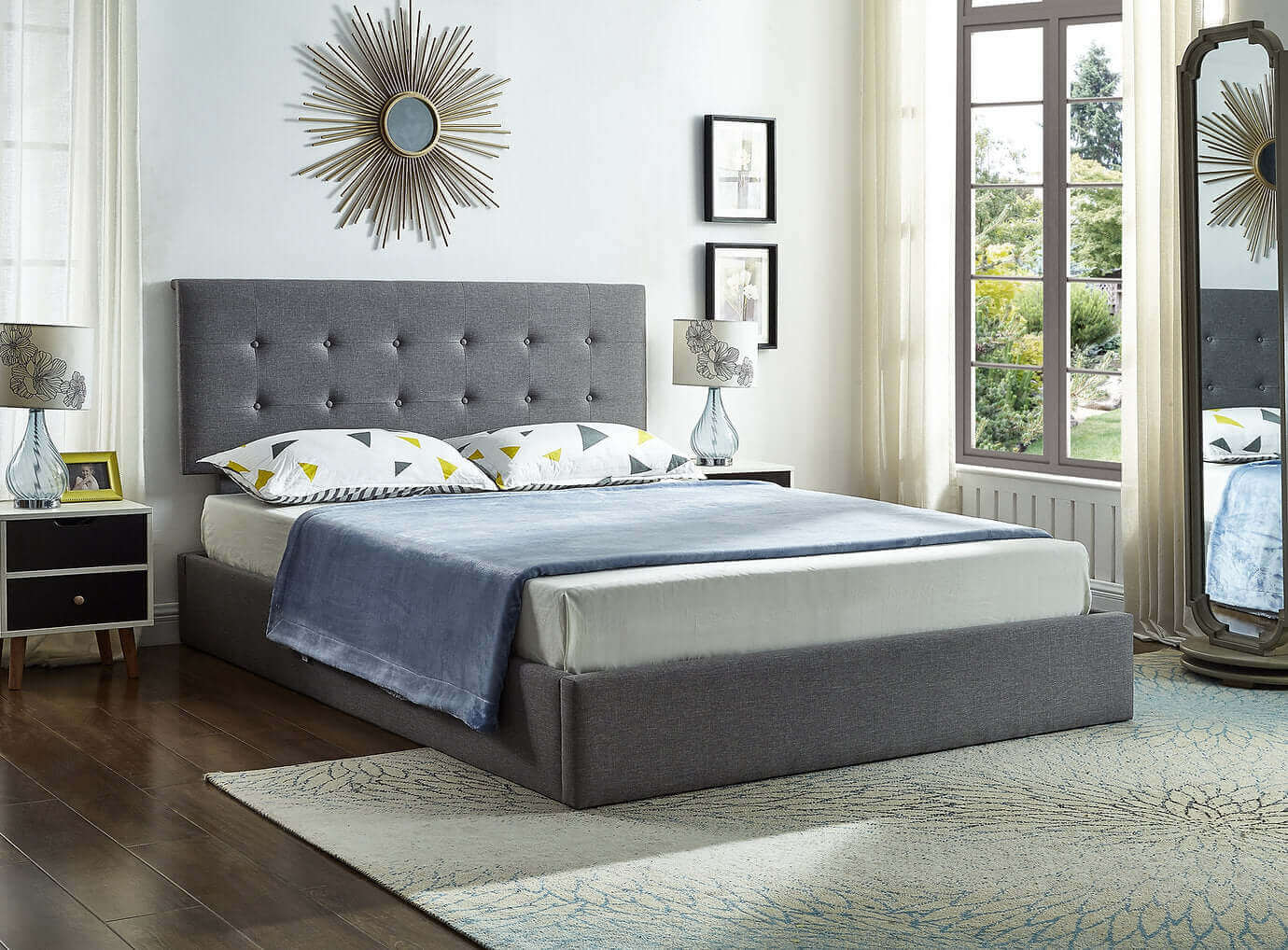 IF 5445 Grey Fabric Storage Bed