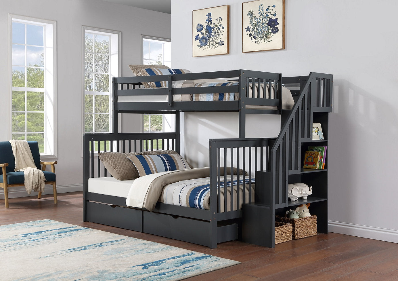 Single/Double Solid Wood Mission Style Bunk Bed