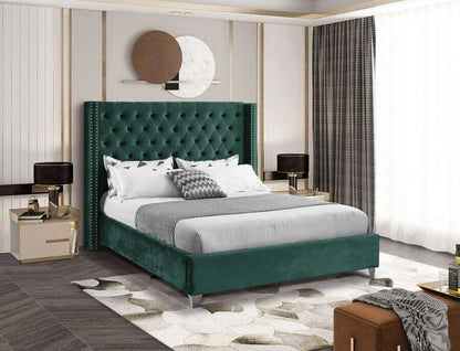 IF 5894 Green Velvet Wing Bed