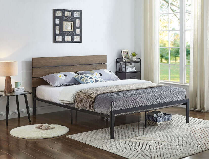 IF 5245 Wood Panel Bed with Steel Frame