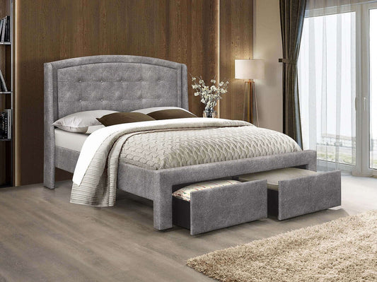 IF 5285 Grey Fabric Platform Bed with 2 Drawers