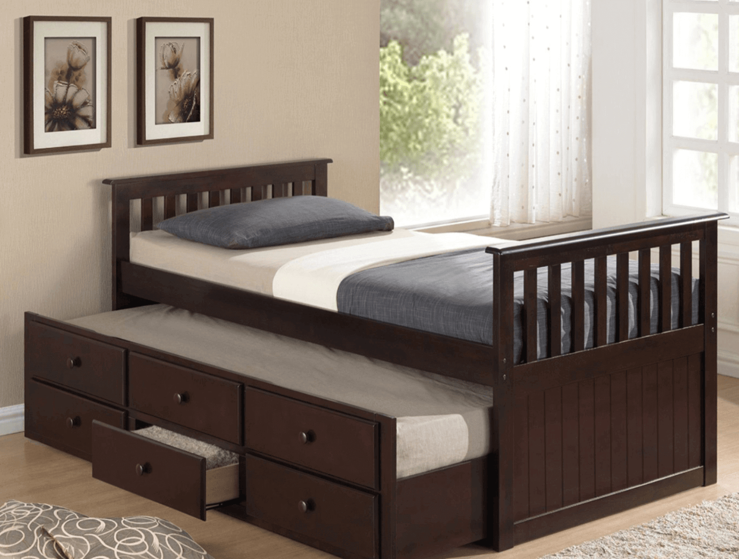 IF 314 Twin Size Wood Captain Bed