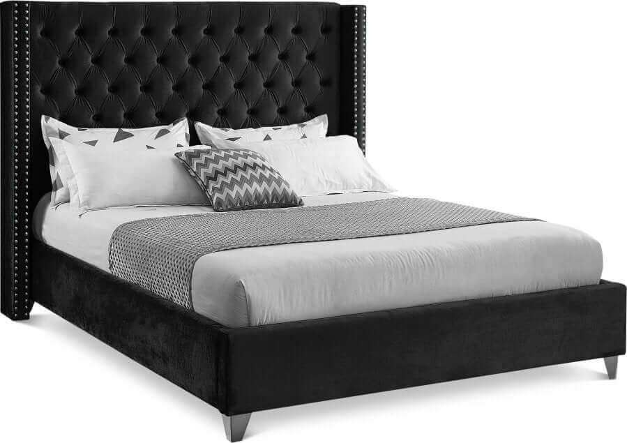 IF 5893 Black Velvet Fabric Bed