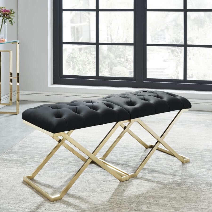 Rada Bench in Grey and Gold, Ivory and Gold or Black and Gold