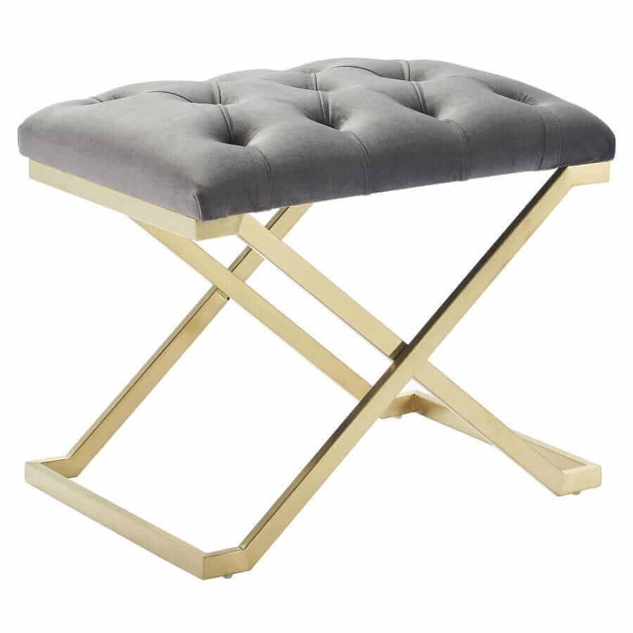 Rada Bench in Grey and Gold, Ivory and Gold or Black and Gold