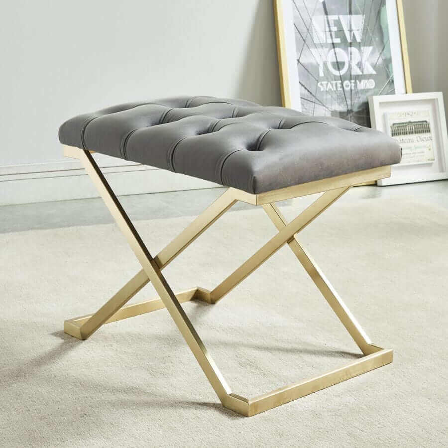 Rada Bench in Grey and Gold, Ivory and Gold or Black and Gold