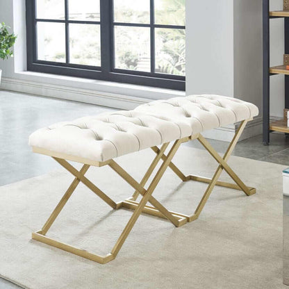 Rada Bench in Grey and Gold, Ivory and Gold or Black and Gold