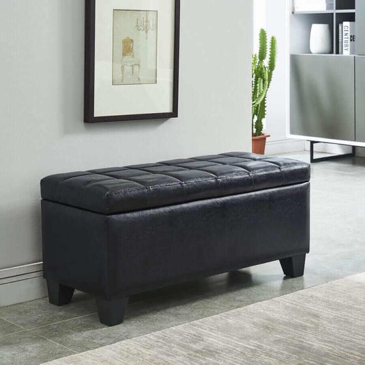 Winston Rectangular Storage Ottoman in Grey, Black or White