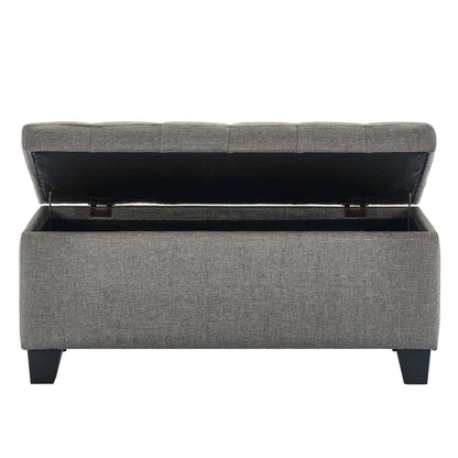 Lila Rectangular Storage Ottoman Bench in Grey