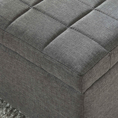 Lila Rectangular Storage Ottoman Bench in Grey