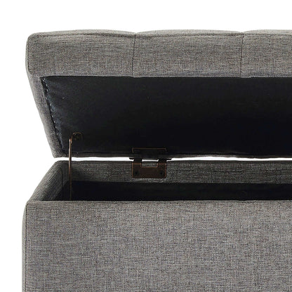 Lila Rectangular Storage Ottoman Bench in Grey