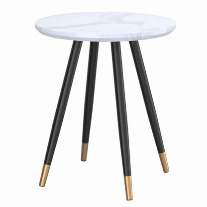 Emery Round Accent Table in White and Black