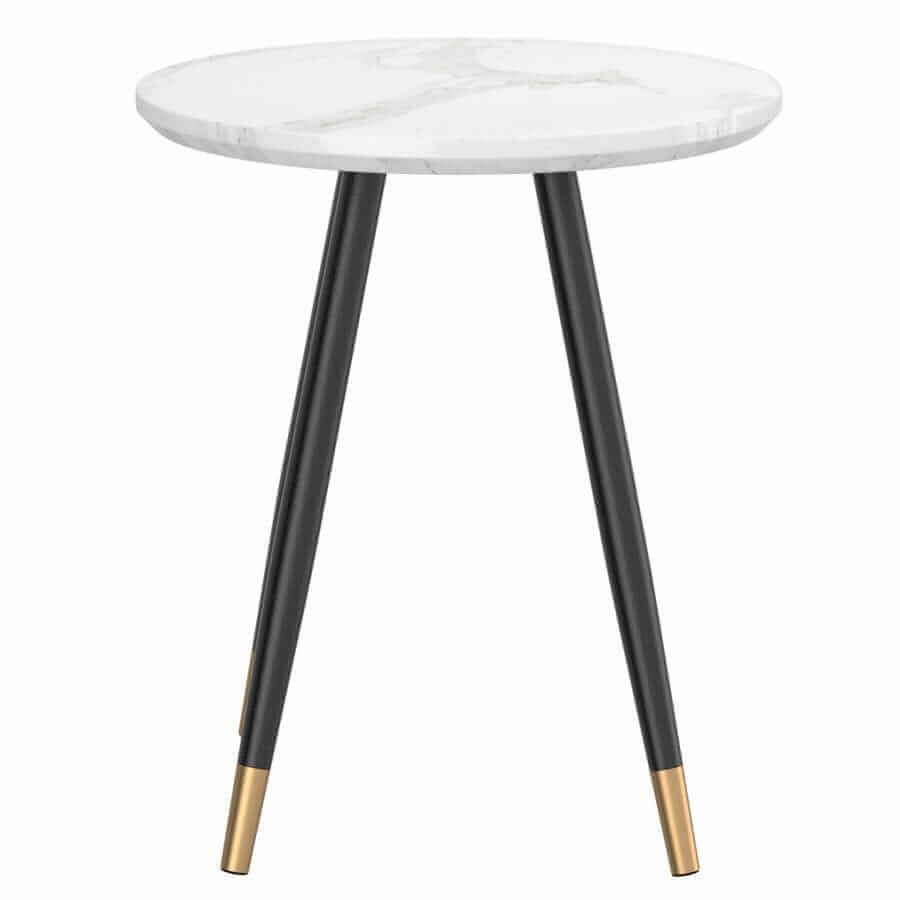 Emery Round Accent Table in White and Black