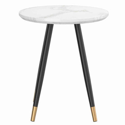 Emery Round Accent Table in White and Black