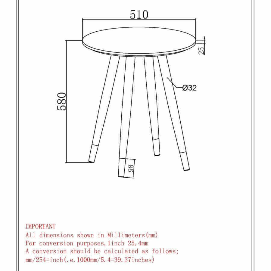 Emery Round Accent Table in White and Black