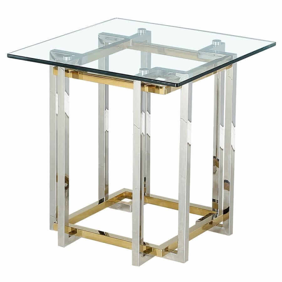 Florina Accent Table in Silver and Gold