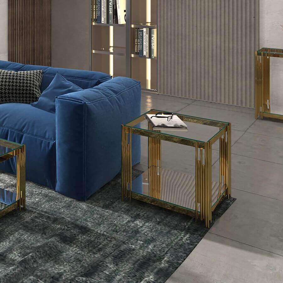 Estrel Large Accent Table in Gold or Chrome