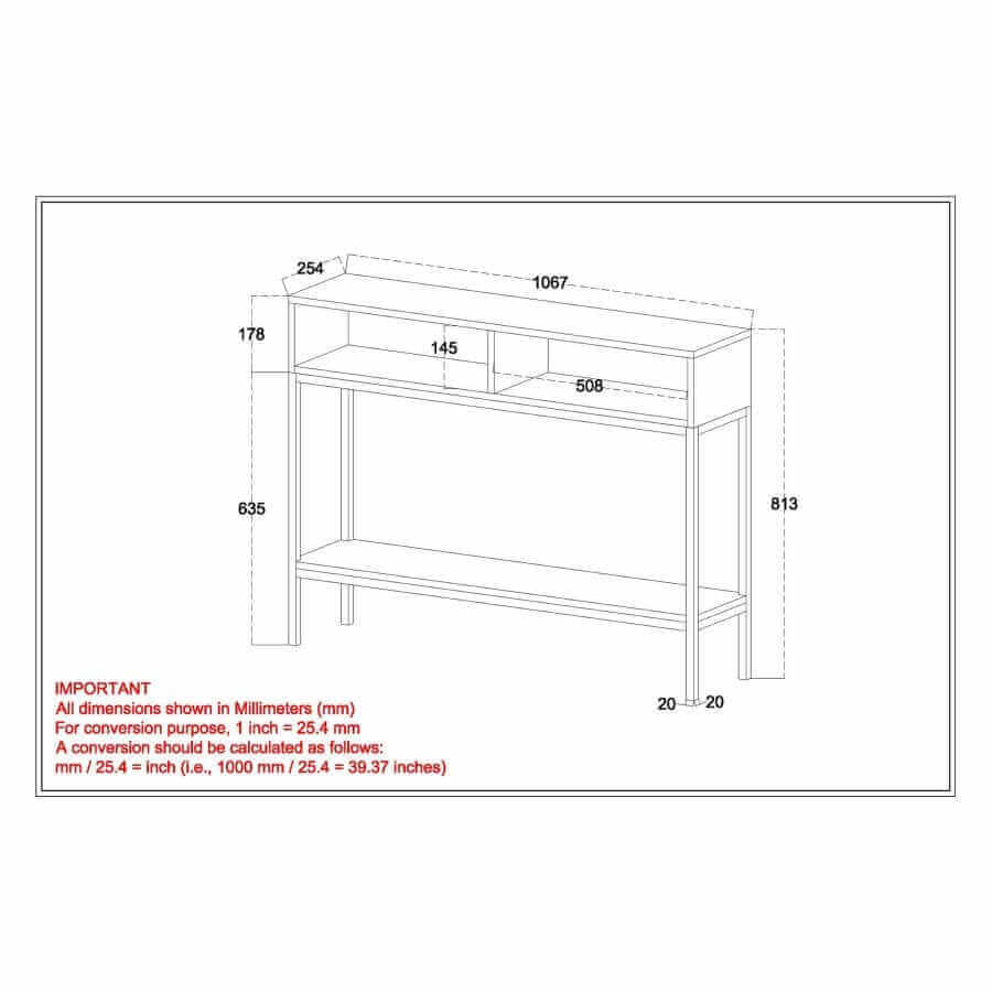 Ojas Console Table in Natural Burnt and Black