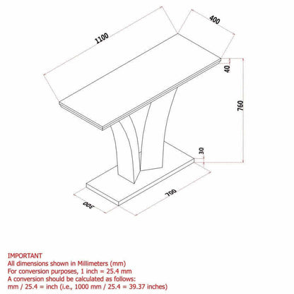 Napoli Console Table in Light Grey