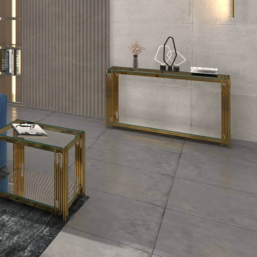 Estrel Console Table in Gold or Silver