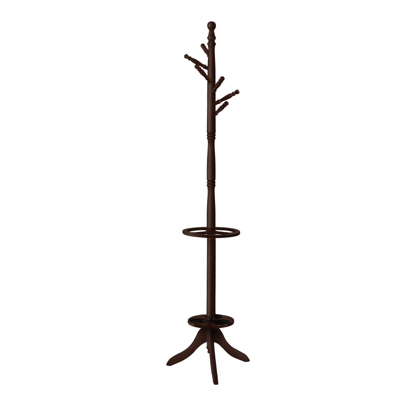 Monarch Specialties - Solid Wood Coat Rack in Cherry Finish with Umbrella Holder - I 2005