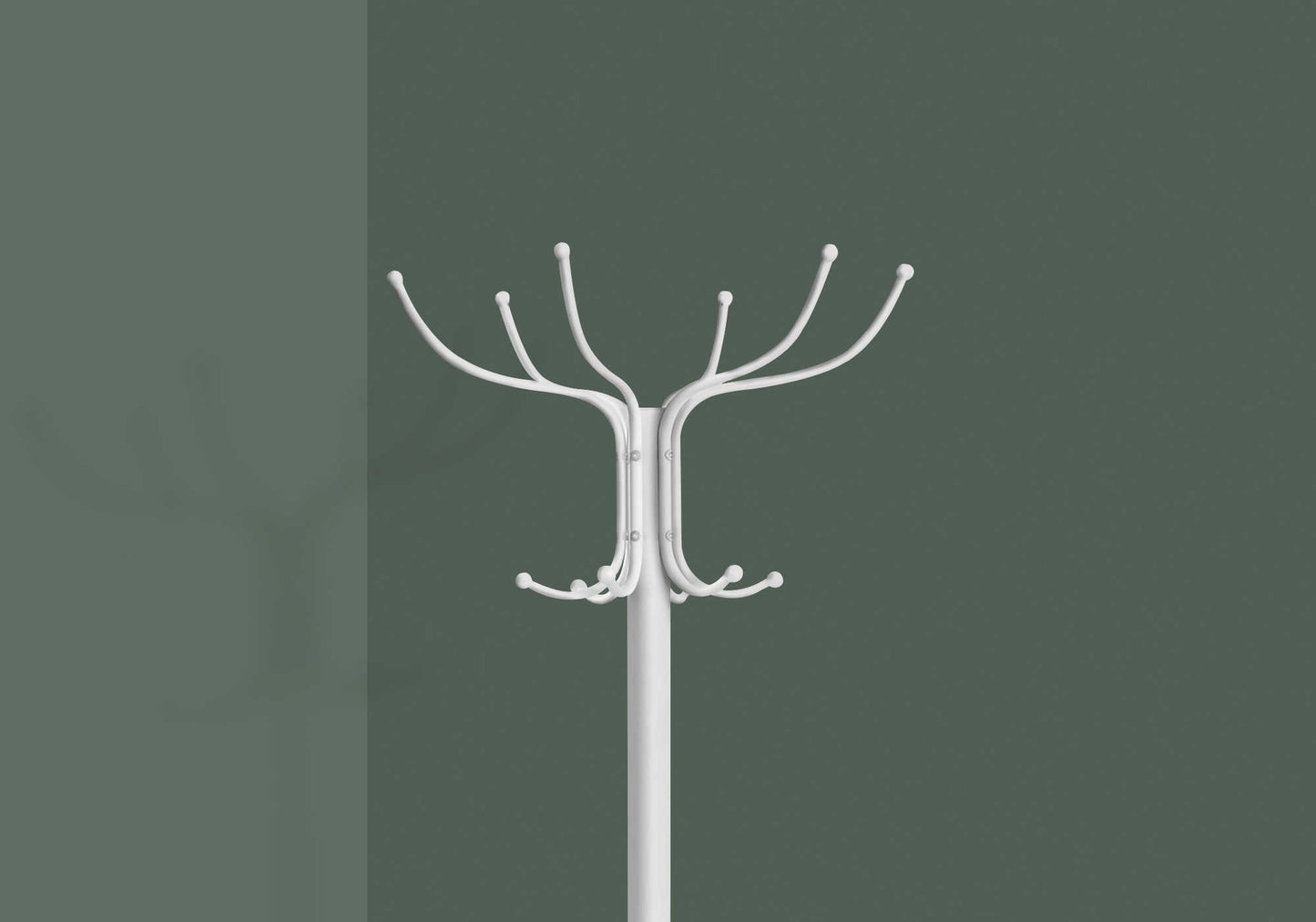 Monarch Specialties - Modern 12 Hook Metal Coat Rack in White Finish with Umbrella Holder - I 2030