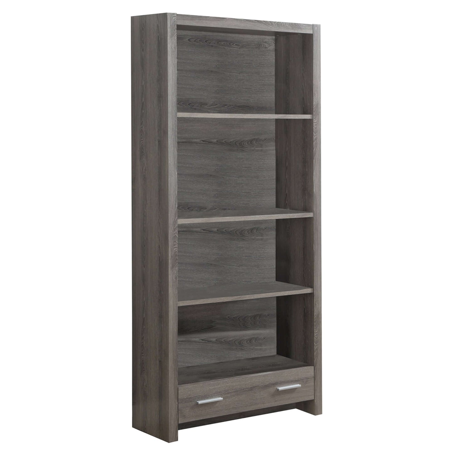 Monarch Specialties - Contemporary 71"H 4 Shelf Bookcase in Dark Taupe Wood Finish - I 7087