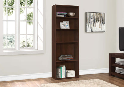 Monarch Specialties - Transitional 72H 5 Shelf Bookcase in Cherry Laminate Finish - I 7466