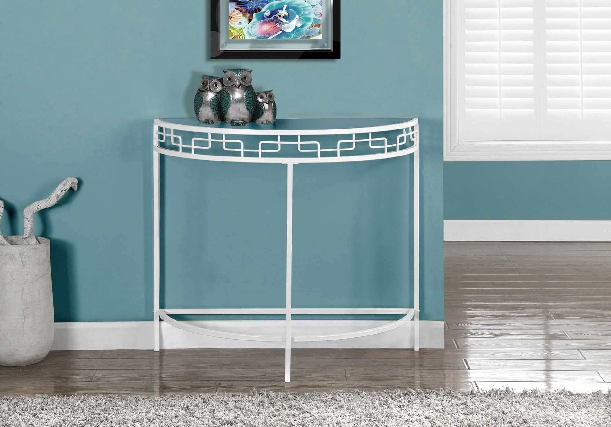 Accent Table - 36"L / White Metal Hall Console