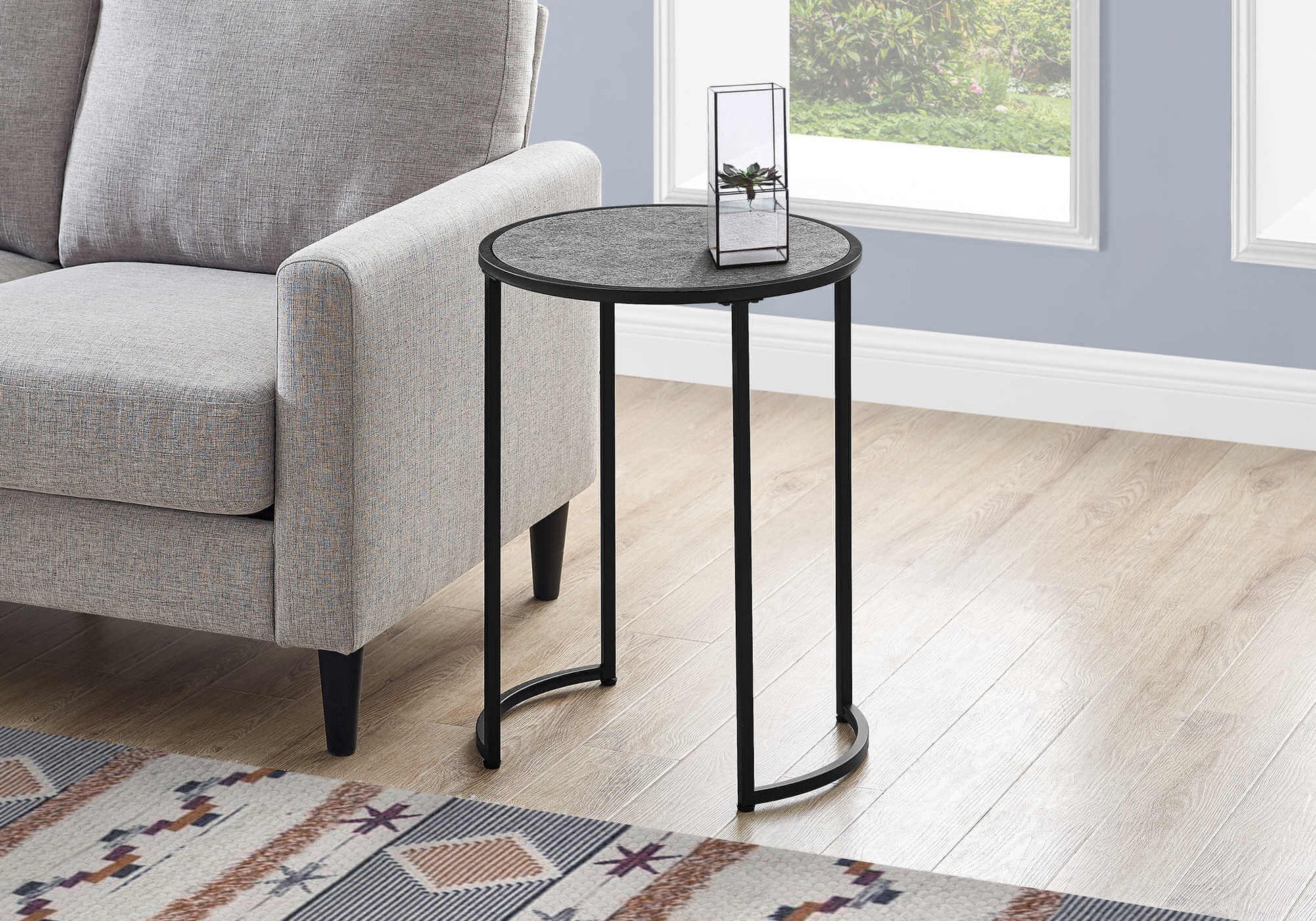 Monarch Specialties - 18.25"Dia/24"H Modern Laminate Bedroom Accent Table with Metal Frame - I 2206