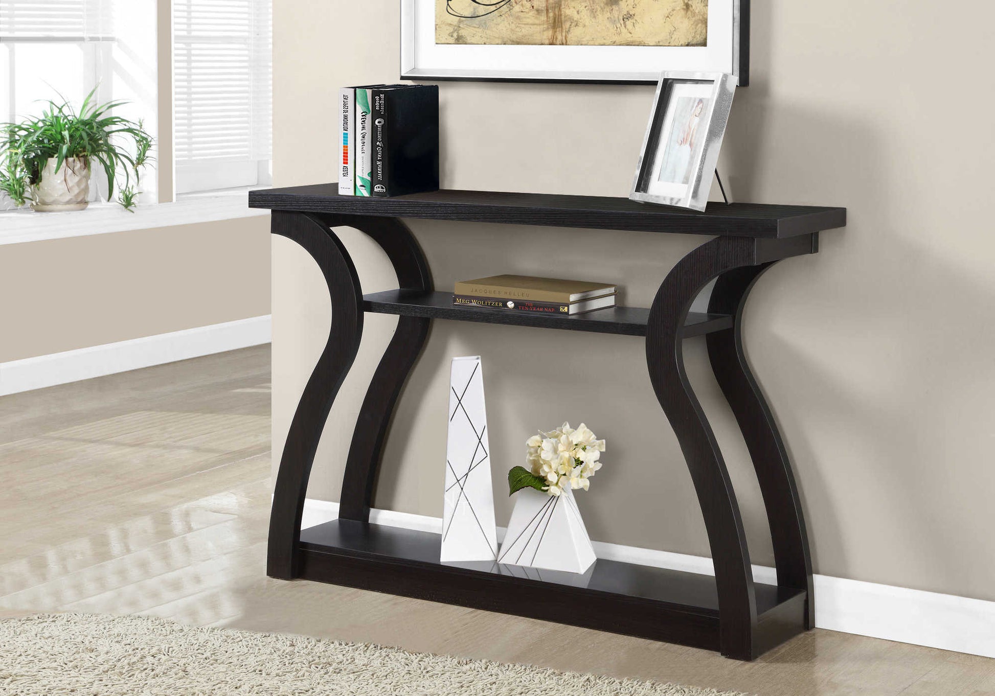 Monarch Specialties - 47"L Three-Tier Curved Base Bedroom Accent Hall Console Table - I 2445