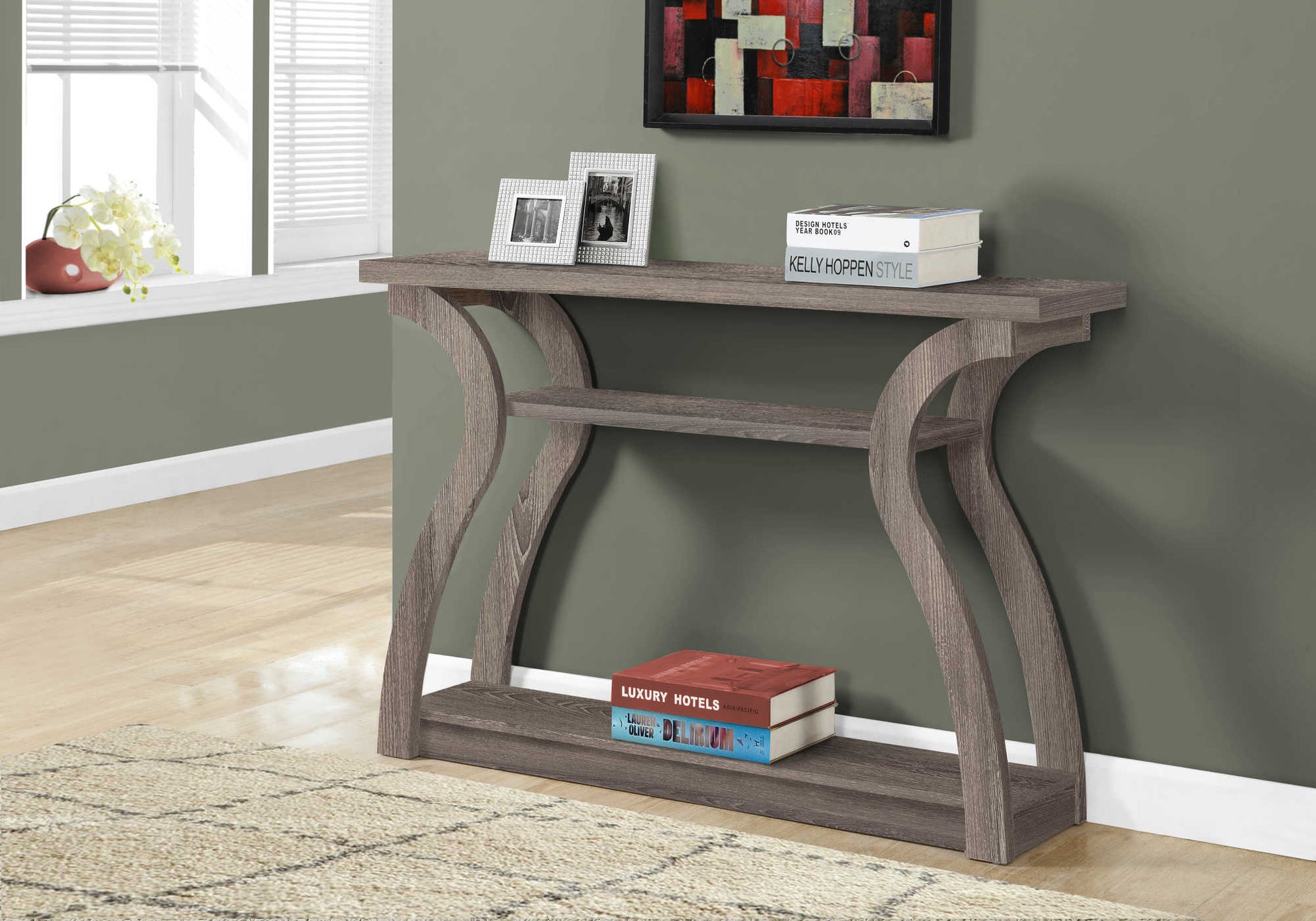 Monarch Specialties - 47"L Three-Tier Curved Base Bedroom Accent Hall Console Table - I 2446