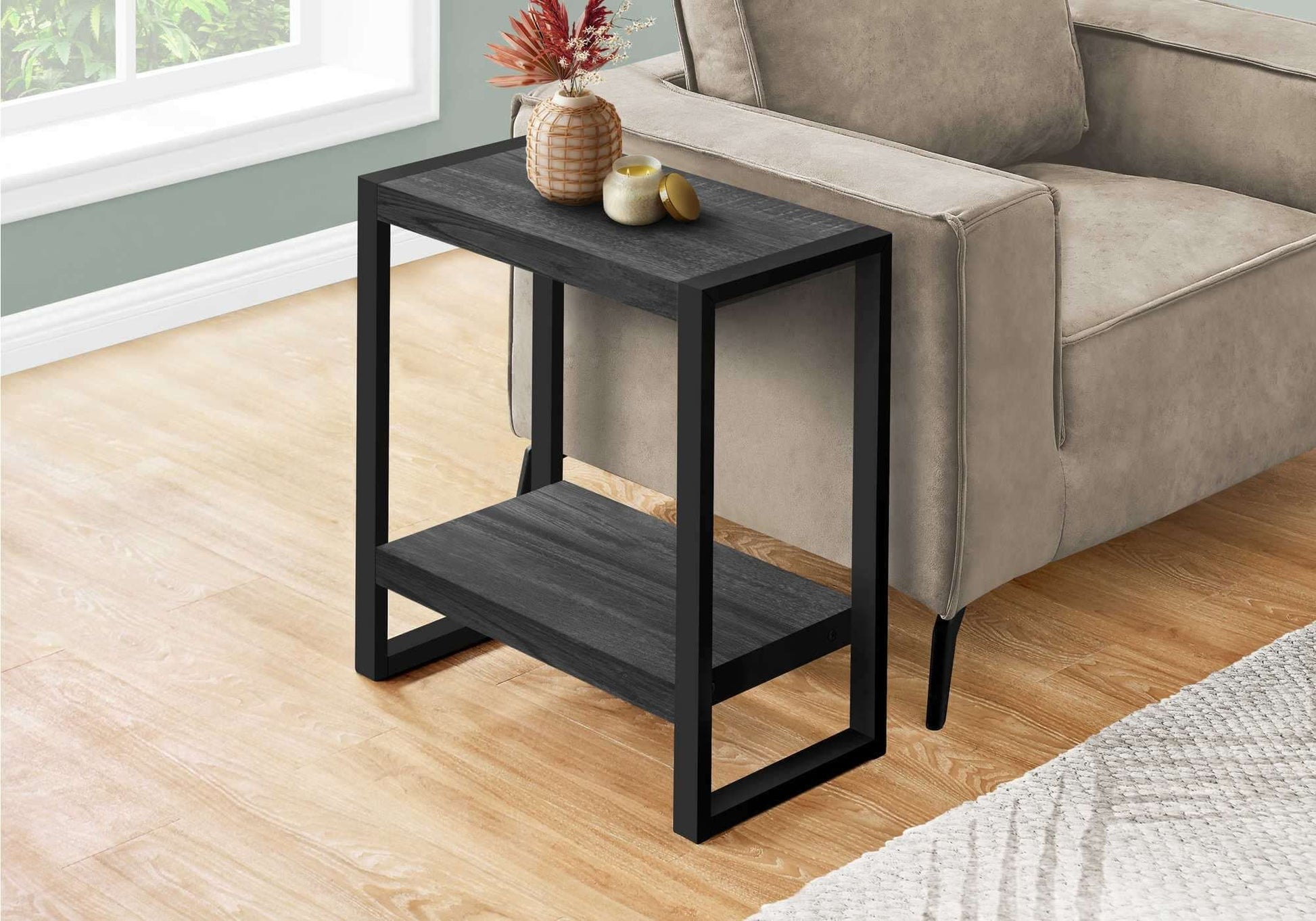 Monarch Specialties - Rustic Modern Rubberwood Bedroom End Table - I 2862