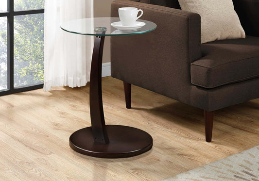 Monarch Specialties - 17.75 L / 24 H Modern Bentwood Bedroom End Table with Glass Tabletop - I 3001
