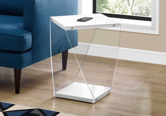 Monarch Specialties - 16.5"L/21.25"H Modern Acrylic Bedroom Accent Table with Laminate Top - I 3033