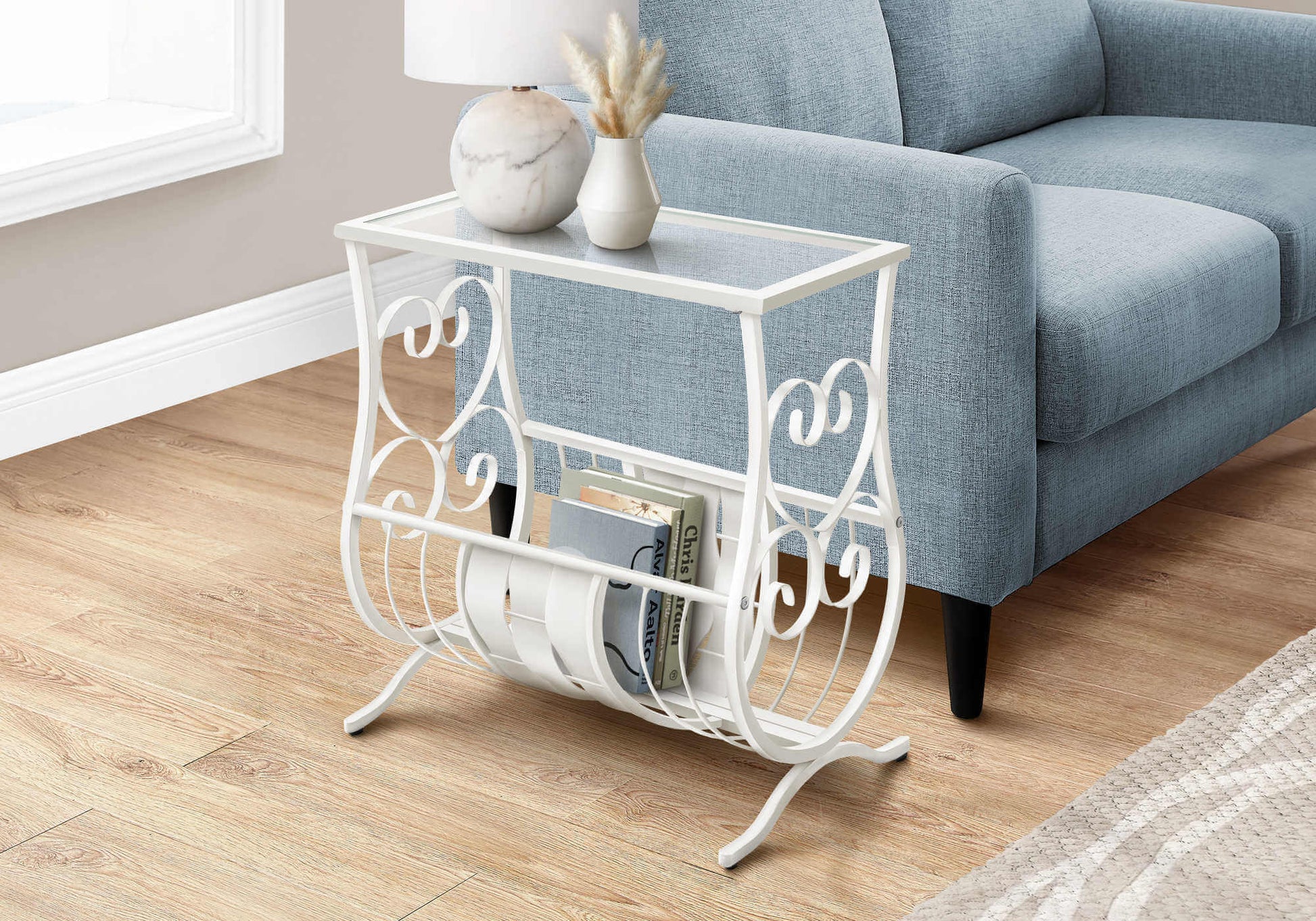 Monarch Specialties - Traditional Magazine End Table with Glass Top - I 3312