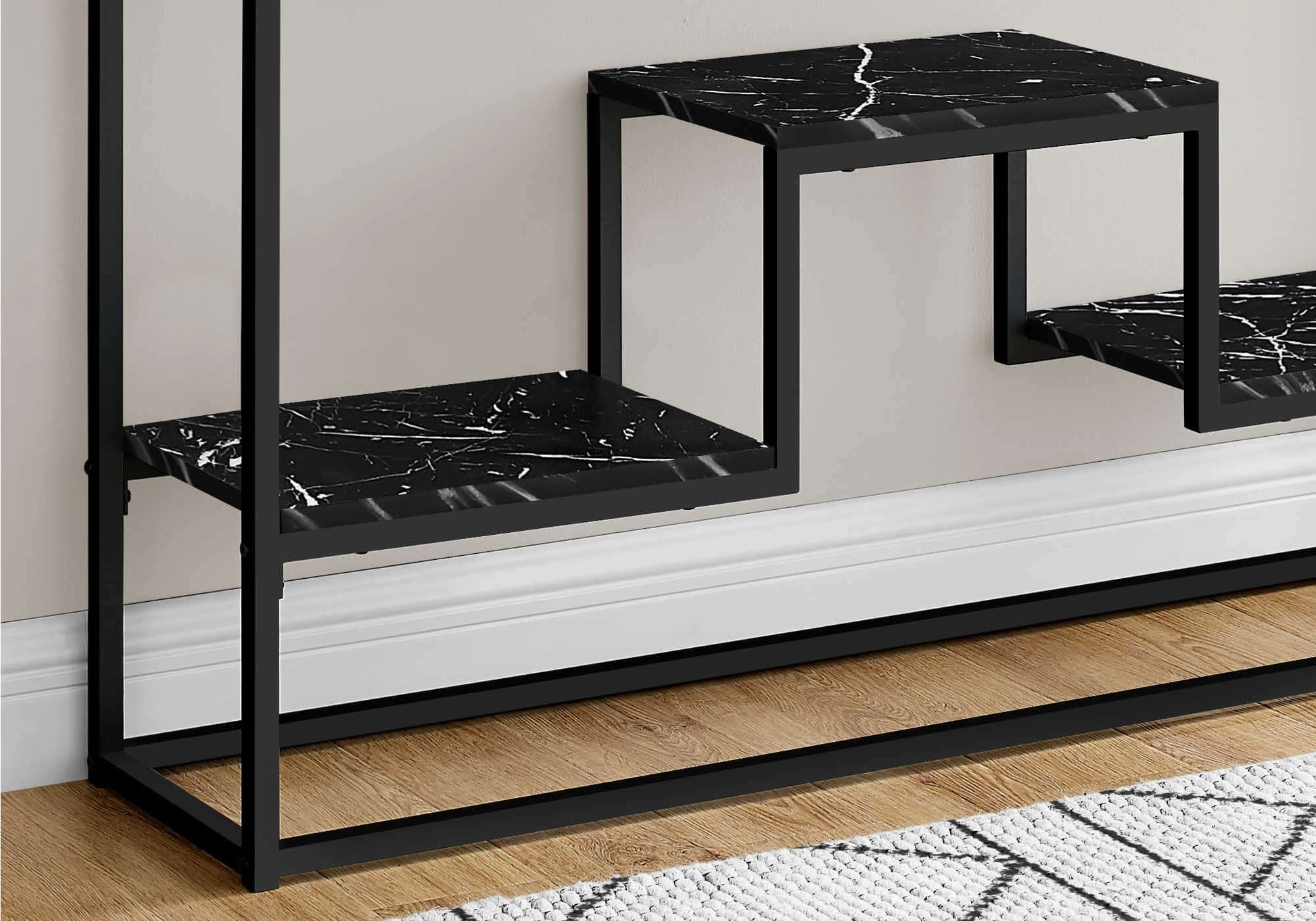 Monarch Specialties - 48"L 3-Tier Black Metal Bedroom Accent Console Table with Laminate Top - I 3579