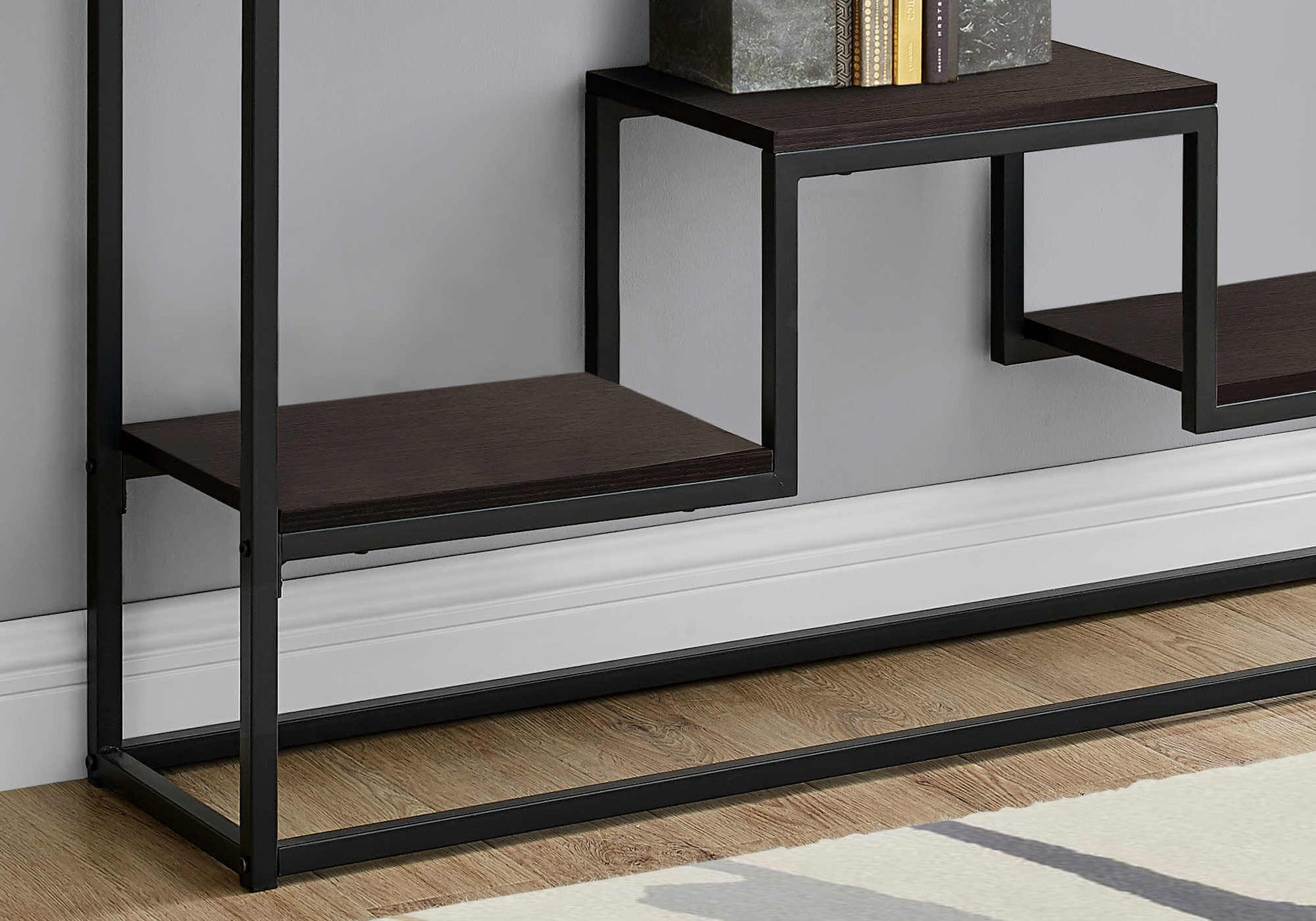 Monarch Specialties - 48"L 3-Tier Black Metal Bedroom Accent Console Table with Laminate Top - I 3579