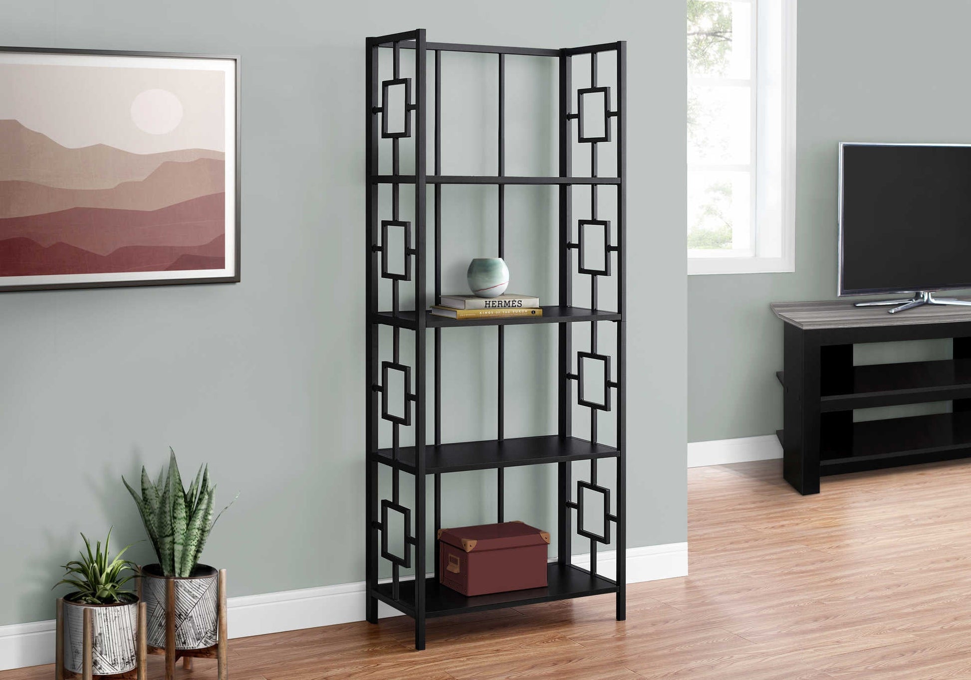 Monarch Specialties - 62"H Decorative Metal French Style Etagere Bedroom Bookcase - I 3615