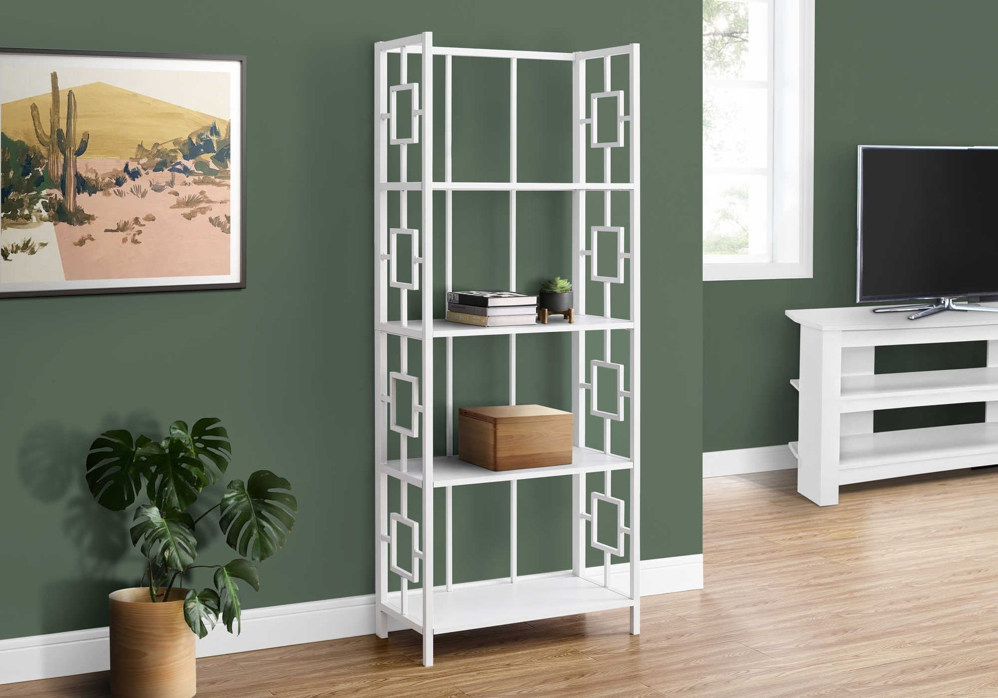 Monarch Specialties - 62"H Decorative Metal French Style Etagere Bedroom Bookcase - I 3618