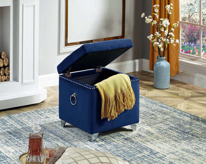 IF 6297 Blue Velvet Storage Ottoman