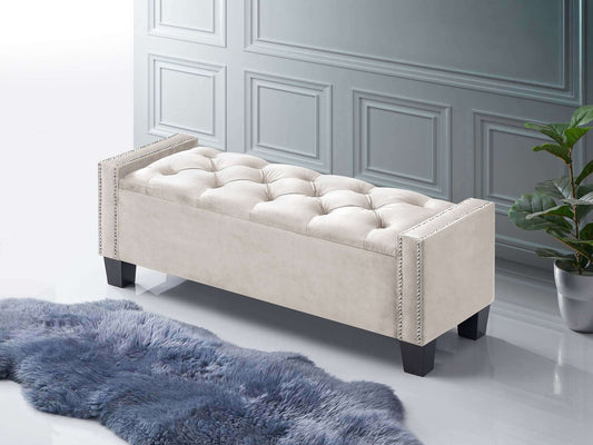 IF 6202 Creme Velvet Storage Bench