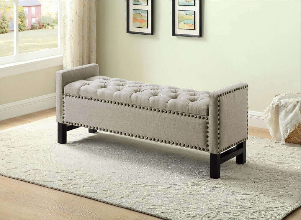 IF 6405 Beige Fabric Storage Bench