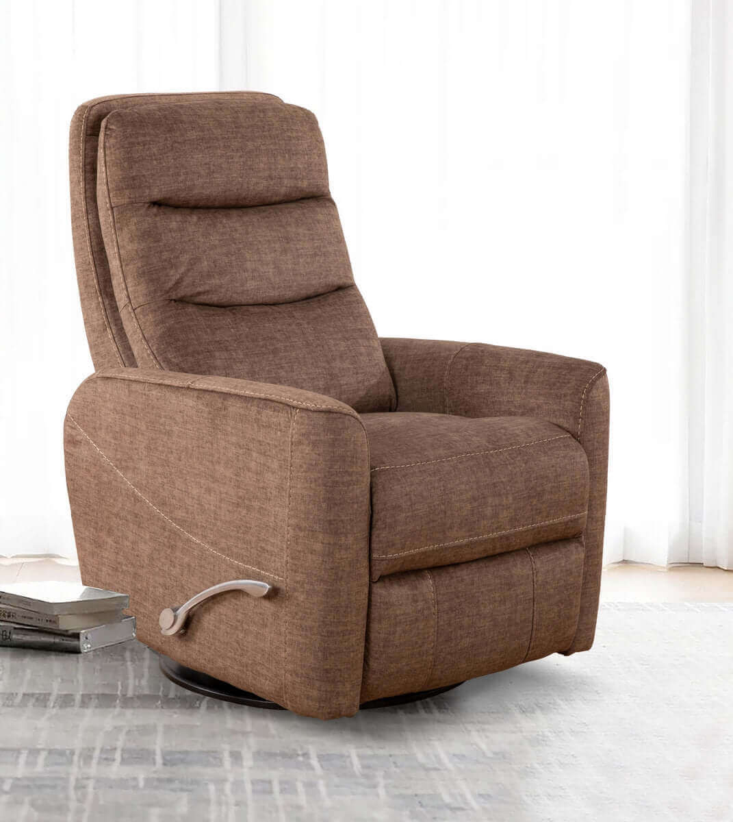 International Furniture Distribution Centre - Chocolate Fabric Manual Recliner Chair with Solid Hardwood Frame - IF 6322